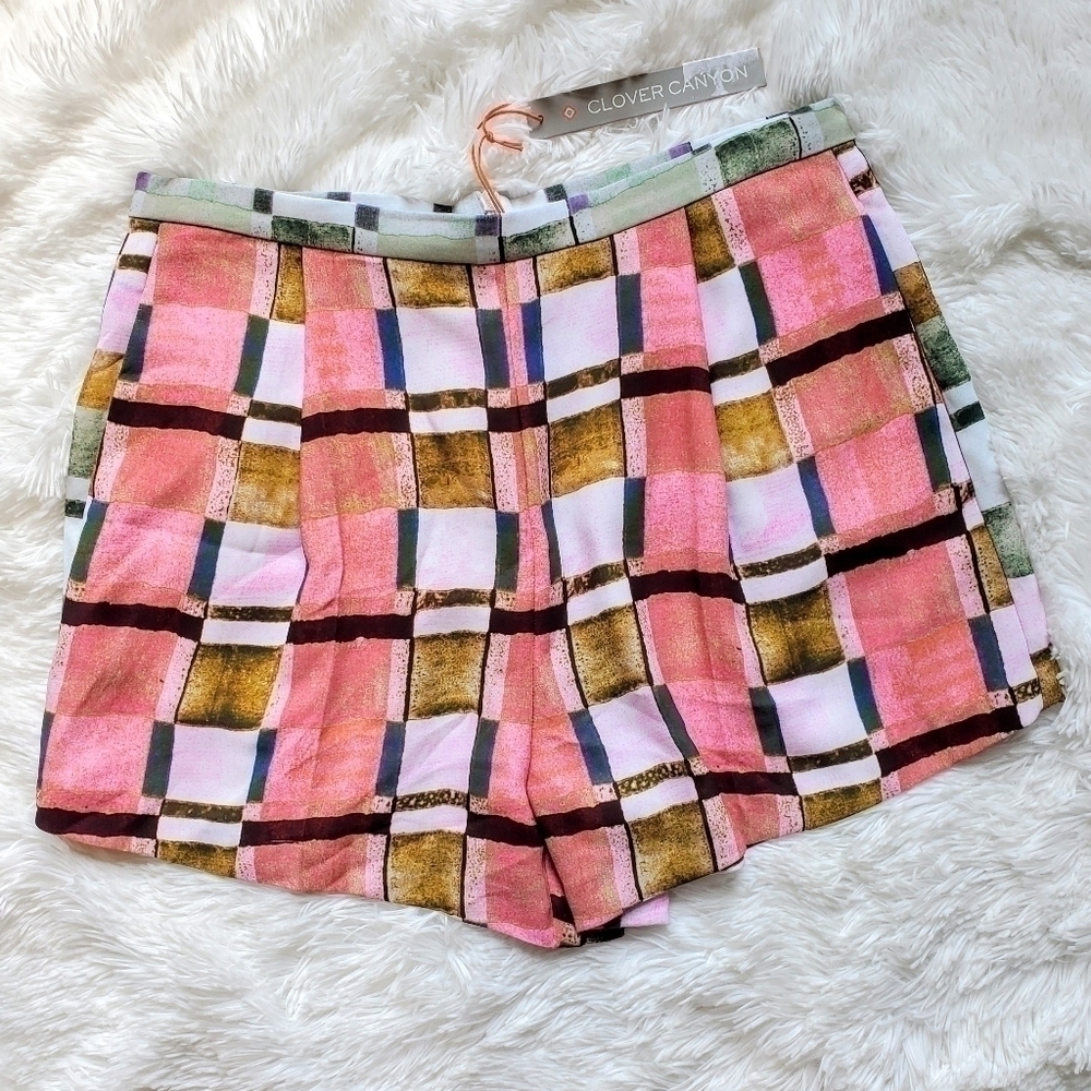NWT‎ Clover Canyon hi-waist plaid shorts Sz. M